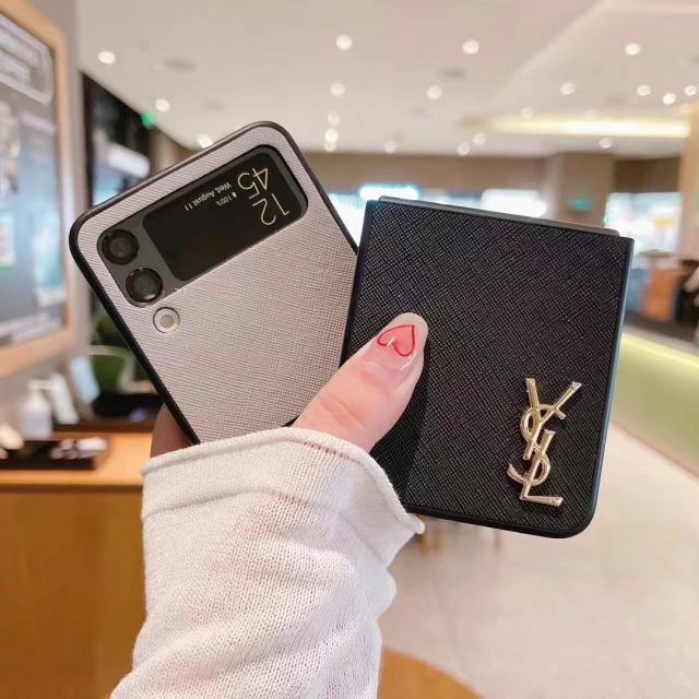 サンローラン Galaxy Z Fold3ケース ロゴ付き YSL Galaxy Z Flip3ケース シンプル Saint Laurent ギャラクシーフリップ3 カバー 高級感 Galaxy Z Fold3 5Gケース ビジネス 無地 オシャレ 折り畳みスマホケース 全7色