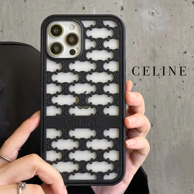 セリーヌ iPhone13ProMaxケース カットアウト Celine iPhone13Proケース トリオンフ柄 CELINE iPhone12 Proケース 中空彫刻 celine iPhone11ProMaxケース 個性的 オシャレ 透かし彫り模様 スタイリッシュ 全4色