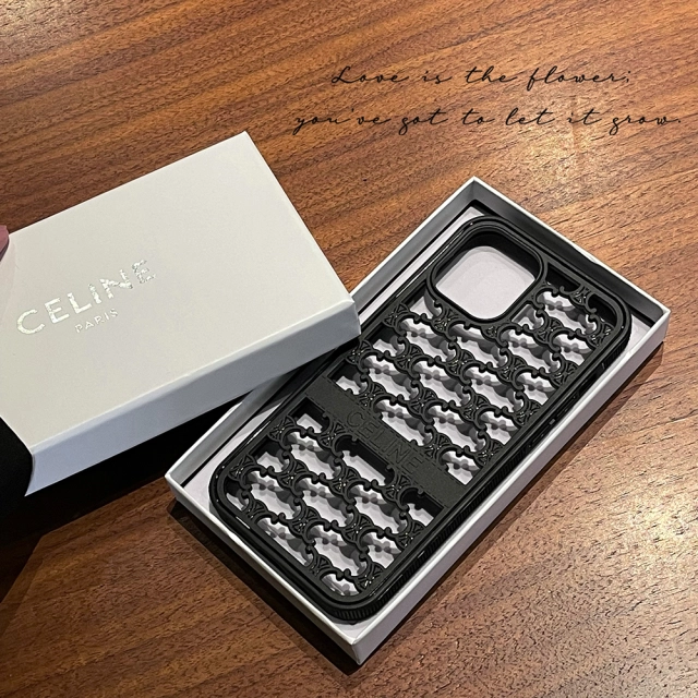 セリーヌ iPhone13ProMaxケース カットアウト Celine iPhone13Proケース トリオンフ柄 CELINE iPhone12 Proケース 中空彫刻 celine iPhone11ProMaxケース 個性的 オシャレ 透かし彫り模様 スタイリッシュ 全4色