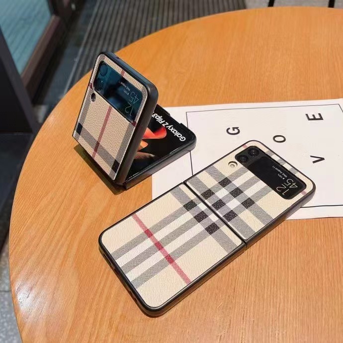 バーバリー Galaxy Z Fold3/Z Flip3ケース チェック柄 ロゴ付き