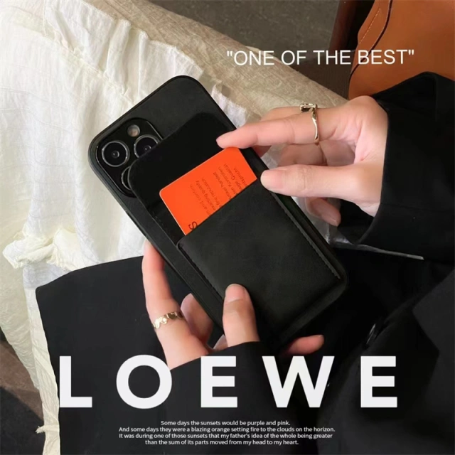 ロエベ iPhone13ProMax 13Pro 13ケース アナグラムロゴ付き LOEWE iPhone12ProMaxケース カード入れ Loewe iPhone11Proケース 芸能人愛用 loewe iPhone XS Maxカバー シンプル お洒落 グレー ブラウン 全2色