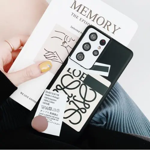 ロエベ Galaxy S22Ultraケース ラベルタイプ LOEWE Galaxy S22 Plusケース アナグラムロゴ Loewe Galaxy S21 Plusケース 個性的 Galaxy S21Ultra S20Plus S10ケース ファッション 新作 ブランド 黒 ハードケース