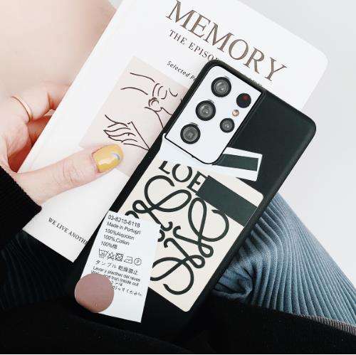 ロエベ Galaxy S22Ultraケース ラベルタイプ LOEWE Galaxy S22 Plusケース アナグラムロゴ Loewe Galaxy S21 Plusケース 個性的 Galaxy S21Ultra S20Plus S10ケース ファッション 新作 ブランド 黒 ハードケース