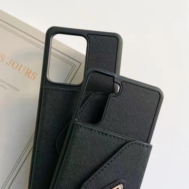 プラダ Galaxy S22Plusケース ロゴ付き Prada Galaxy S22Ultraケース カードポケット付き PRADA Galaxy S21Plus S20ケース シンプル 黒 ブランド お洒落 cocobuyee通販