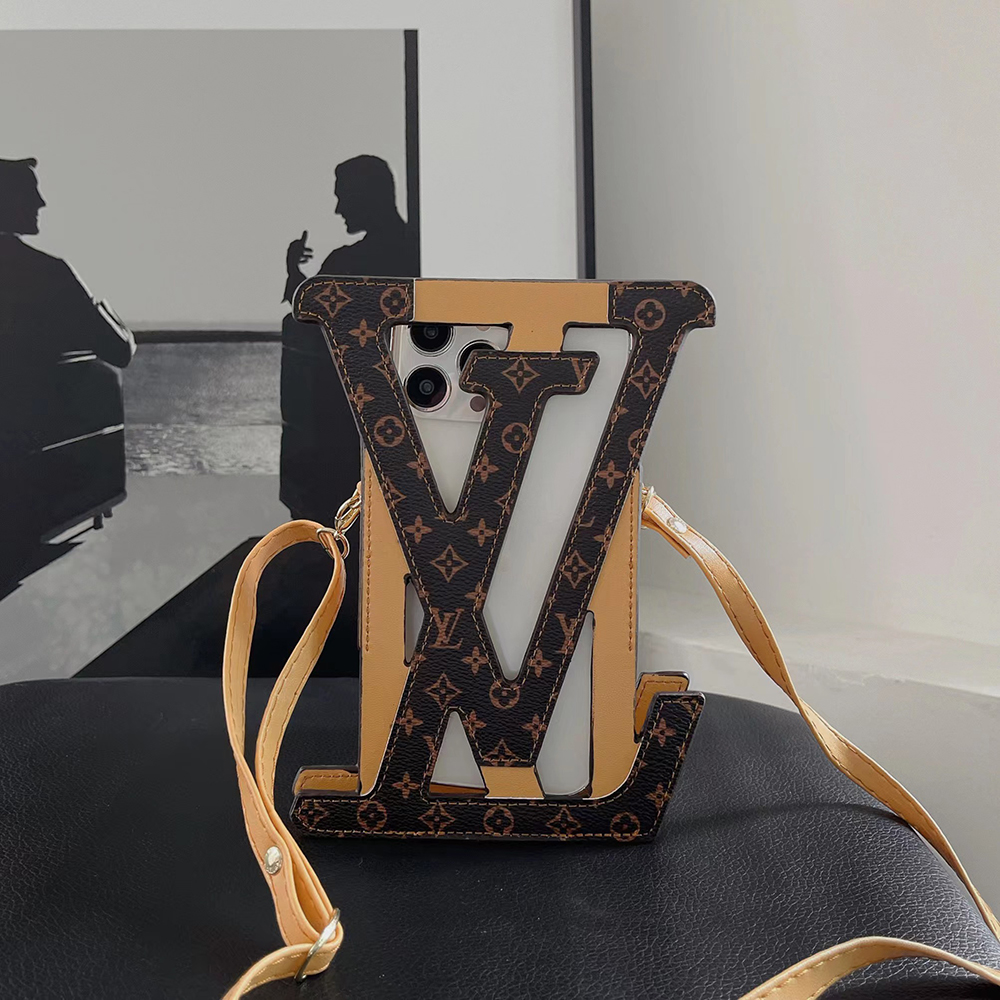 ルイヴィトン スマホポシェット スマホポーチ LVロゴモチーフ VUITTON モノグラム チェーン付き