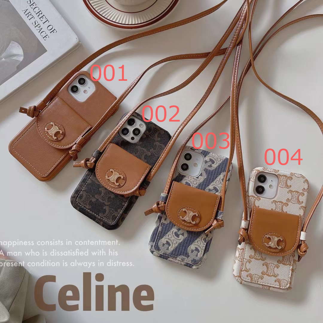 セリーヌ iPhone15/14 ProMaxケース ショルダーストラップ付き CELINE