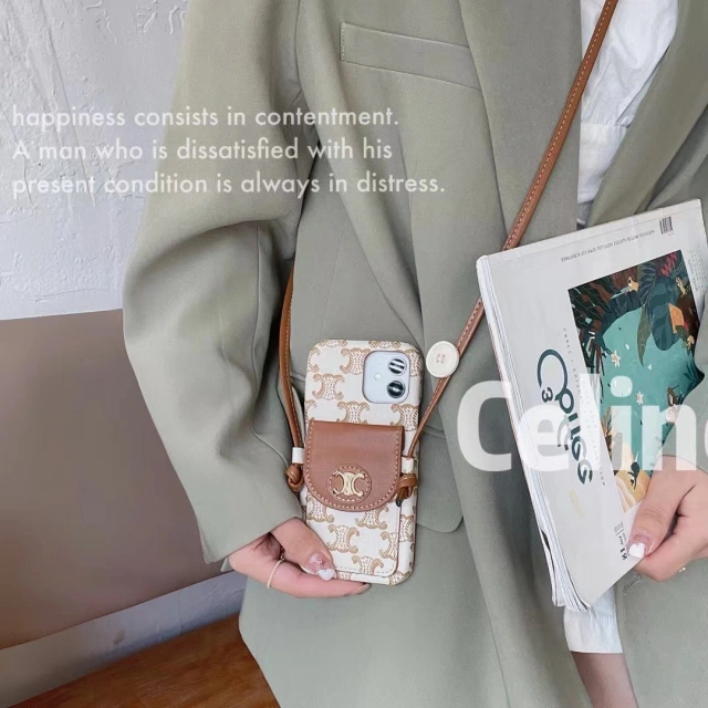 CELINE iPhone14 Proケース カードポケット付き