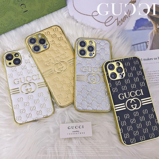 グッチ iPhone15/14ProMaxケース メッキ風 GUCCI iPhone15 Pro/14 Pro  