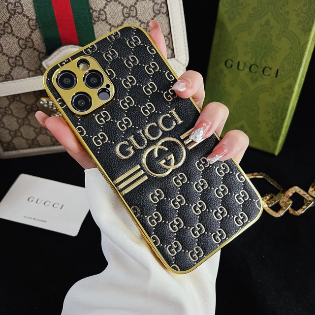 グッチ iPhone15/14ProMaxケース メッキ風 GUCCI iPhone15 Pro/14 Pro 