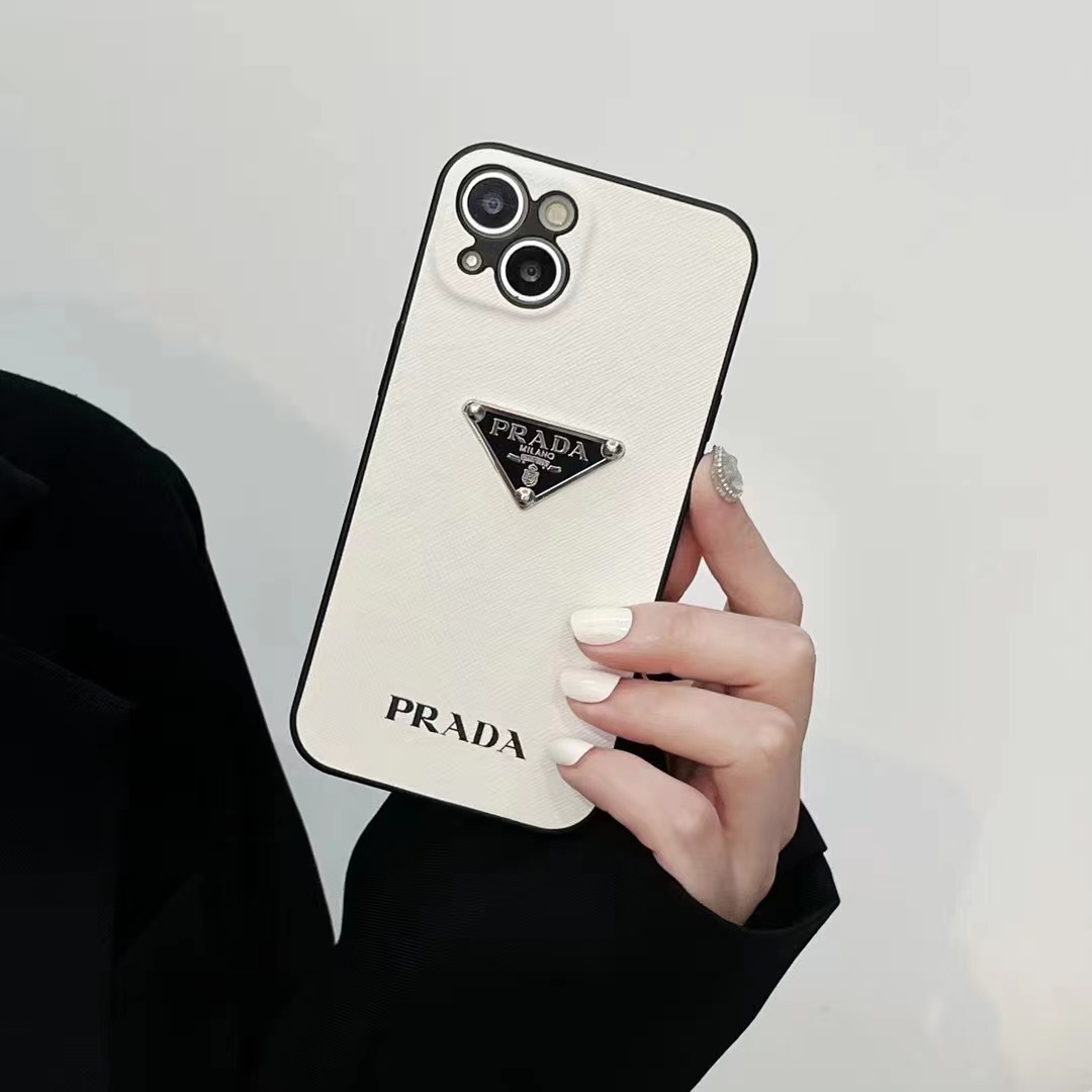 質屋古物市場ストア商品【PRADA】iPhone14 pro スマホケース ホワイト ロゴ★激レア