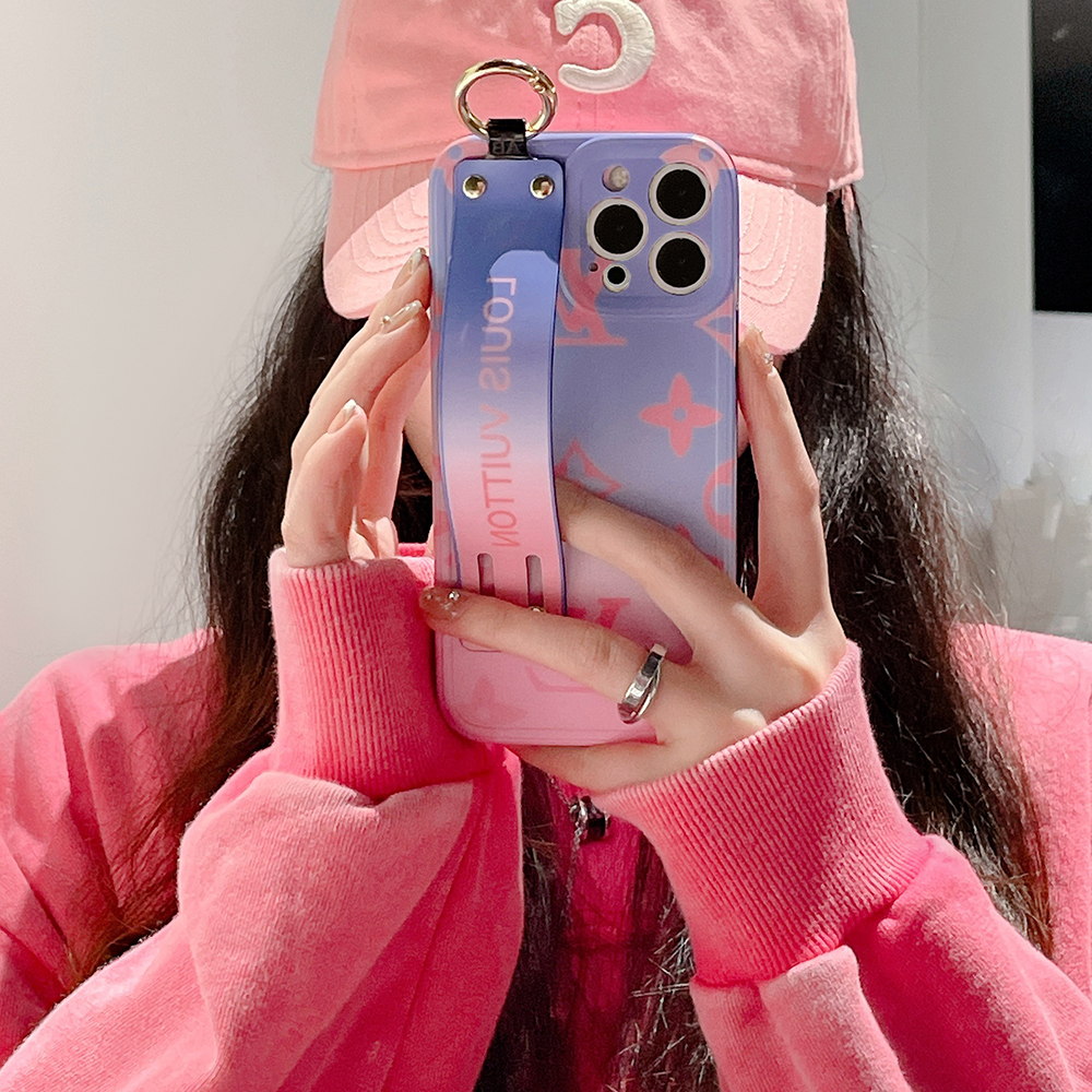 ヴィトン iPhone15/14Proケース ベルト付き グラデーション LV