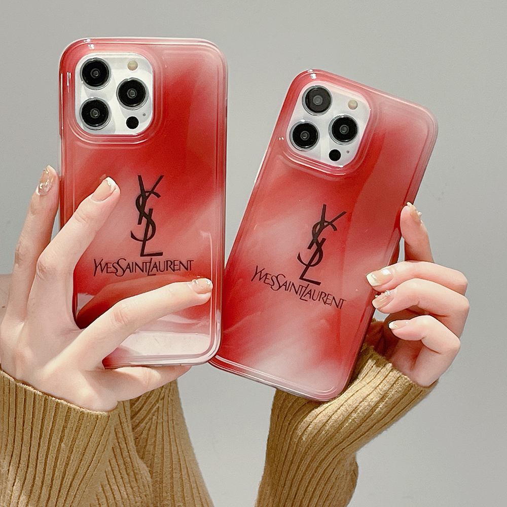 サンローラン iPhone15 Pro/14 Proケース ロゴプリント YSL iPhone15