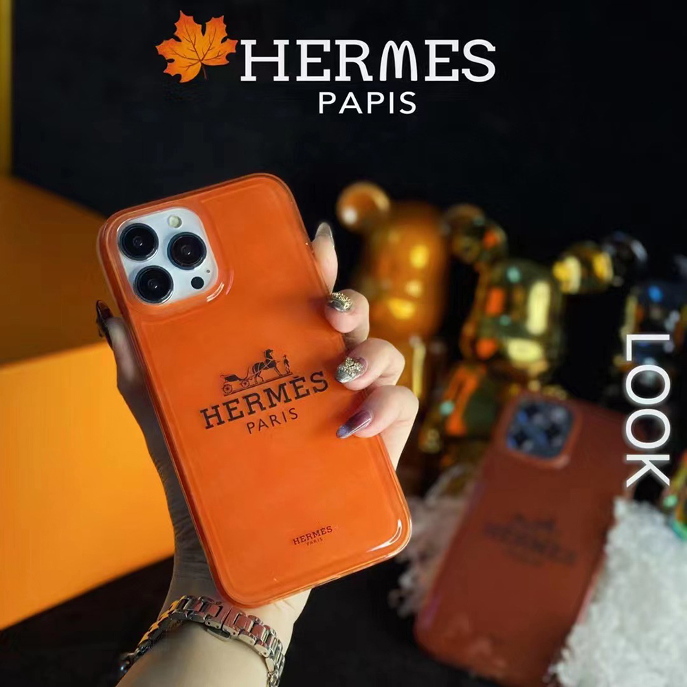 エルメス iPhone15 Pro/14 Proケース ロゴプリント Hermes iPhone15/14