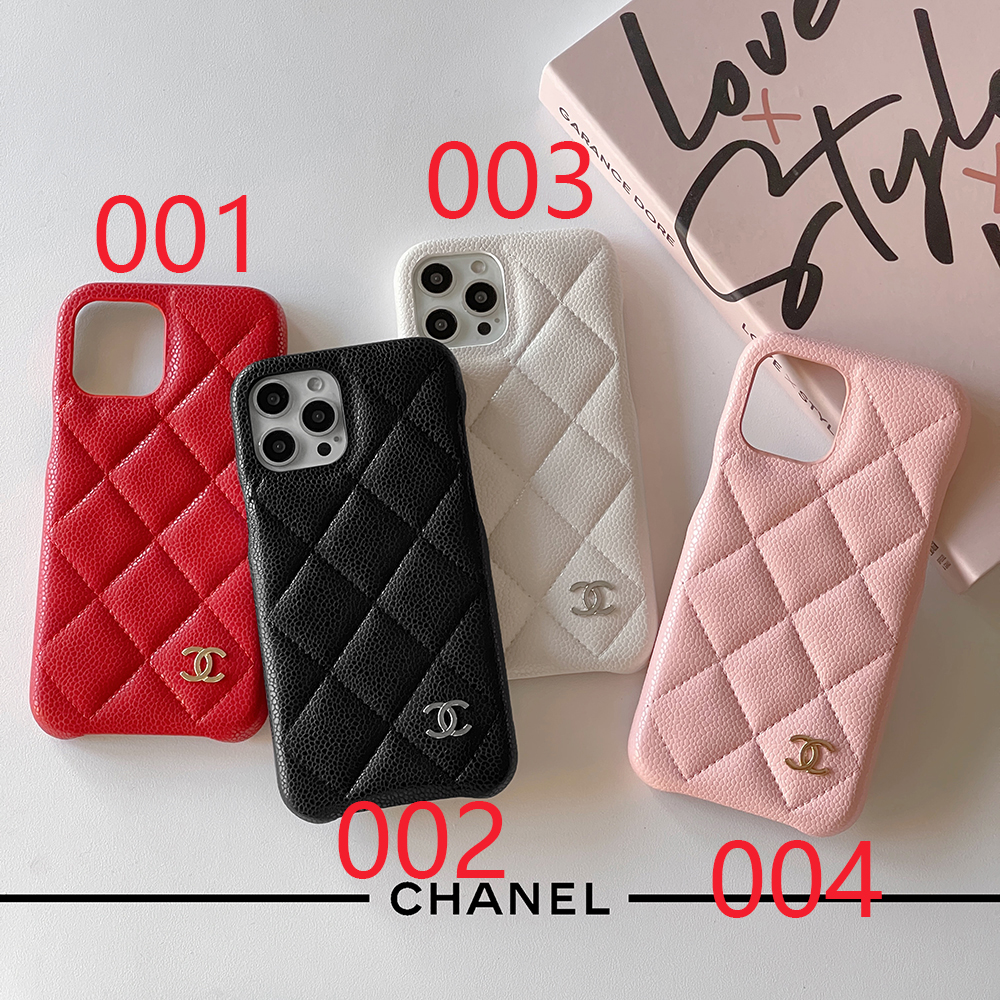 シャネル iPhone14Plus/14Proケース マトラッセ風 Chanel ロゴ付き