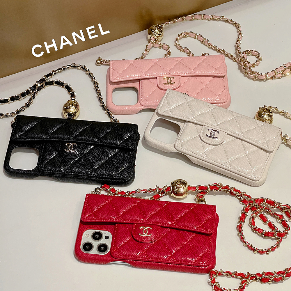 グレインドラムスキンサイズシャネル CHANEL IPHONE 14 PRO ケース ストラップ付き