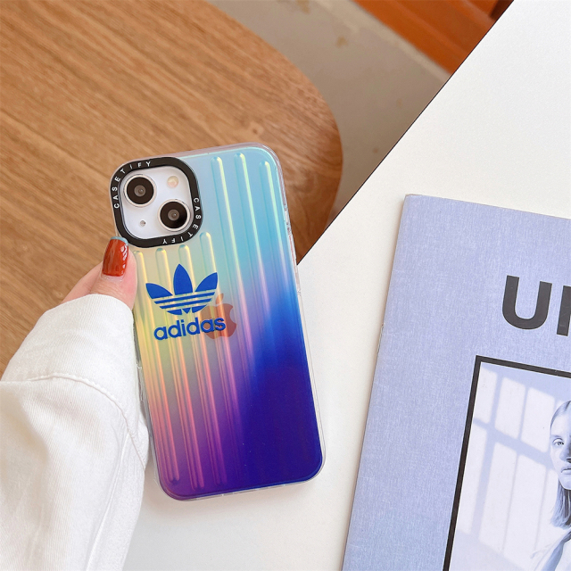 Adidas iPhone14Plusケース オーロラ