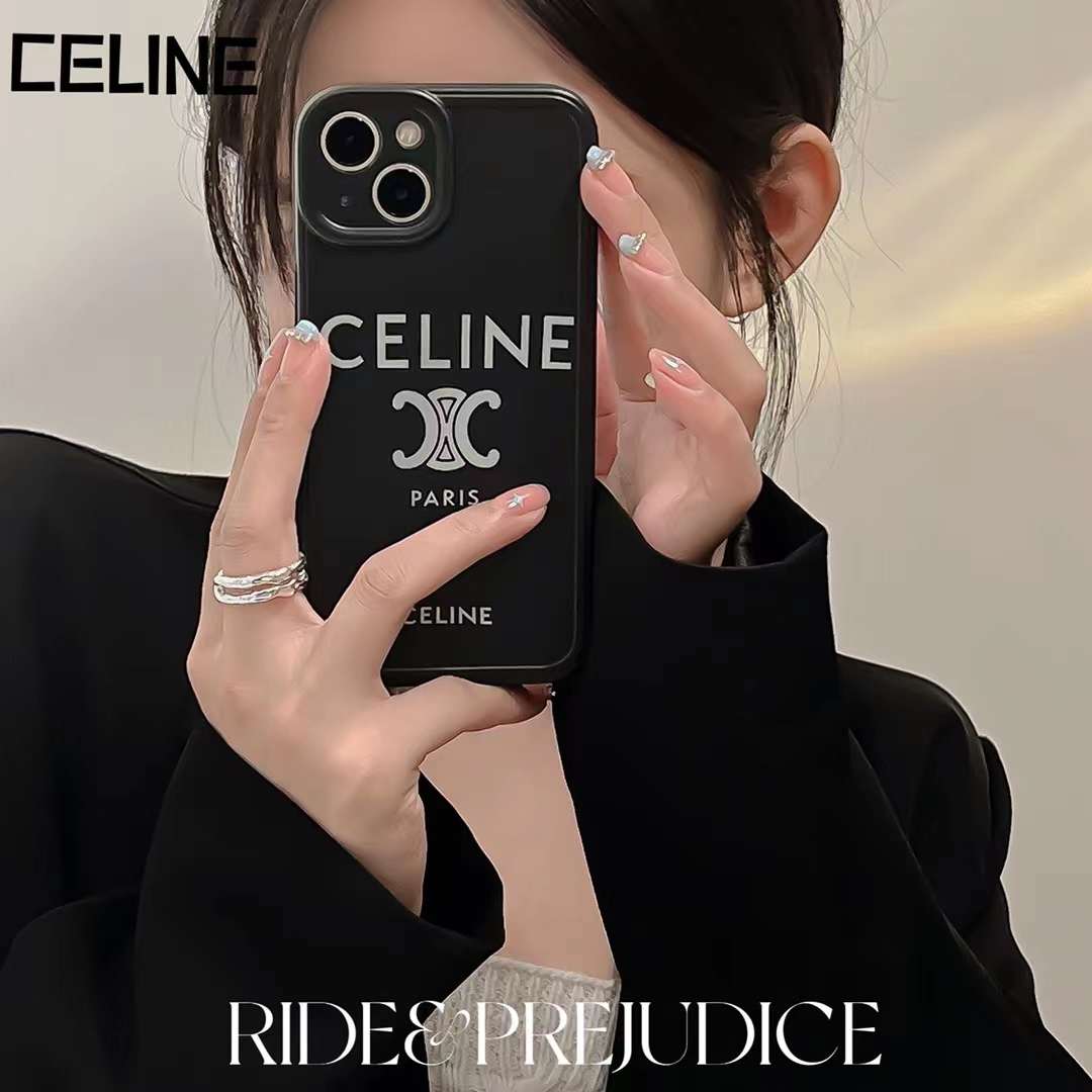 セリーヌ iPhone15 Pro/14 ProMaxケース トリオンフロゴ Celine