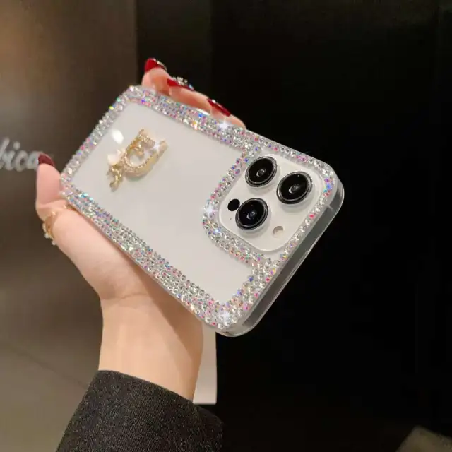 ディオール iPhone15 Pro/14 Proケース ラインストーン付き DIOR 