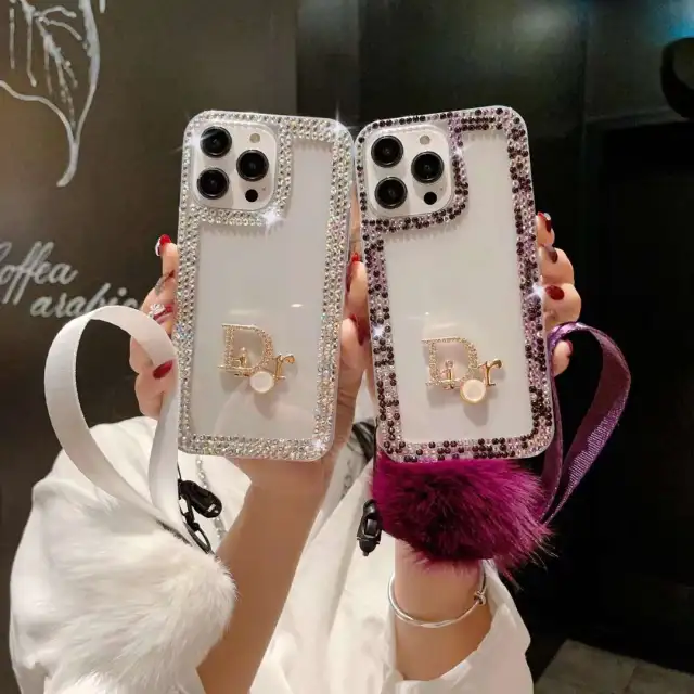 ディオール iPhone15 Pro/14 Proケース ラインストーン付き DIOR 