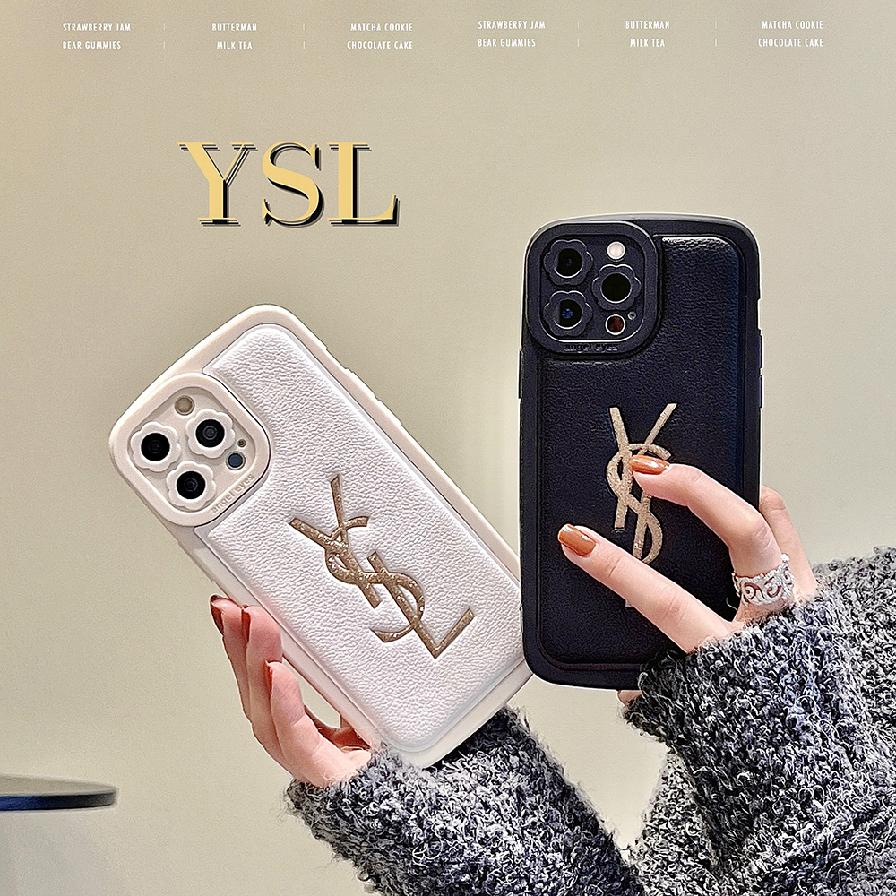 YSL iPhone15 Pro/14 ProMaxケース ロゴ押し イヴサンローラン