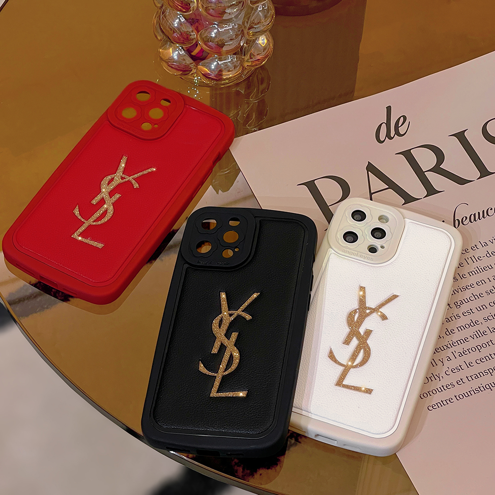 YSL iPhone15 Pro/14 ProMaxケース ロゴ押し イヴサンローラン
