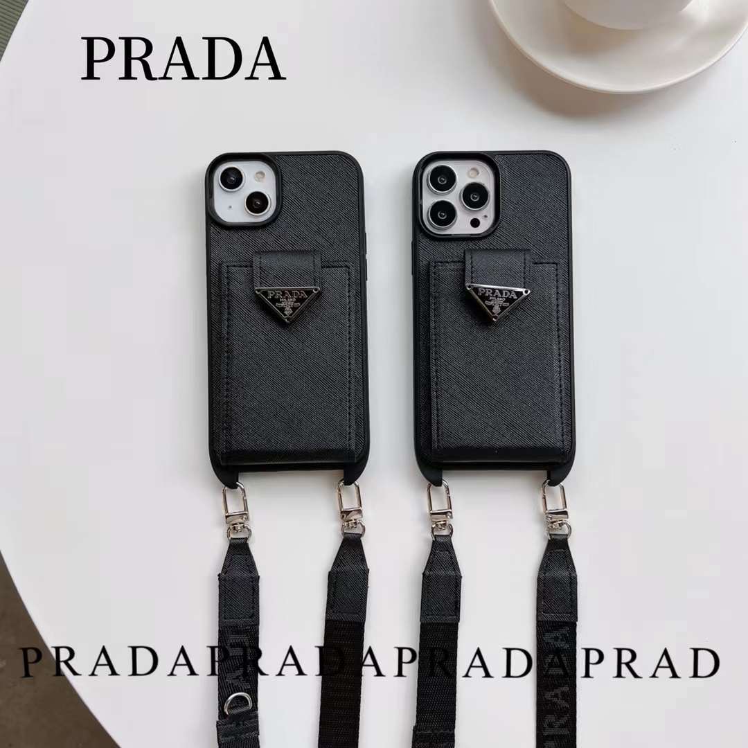 プラダ iPhone15 Proケース ショルダーストラップ付