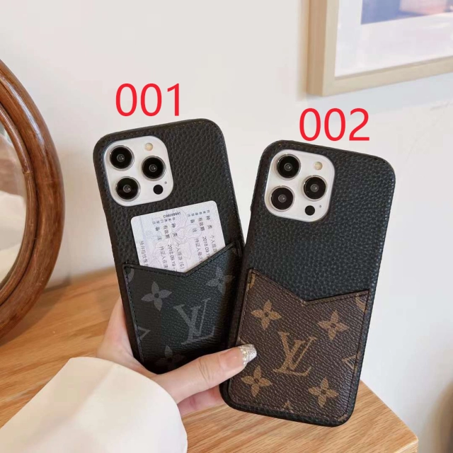 ルイヴィトン iPhone15 Pro/14 Proケース カードポケット付き Vuitton  
