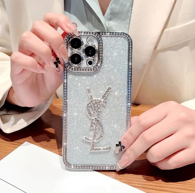 YSL iPhone14 Proケース ラインストーン付き キラキラ