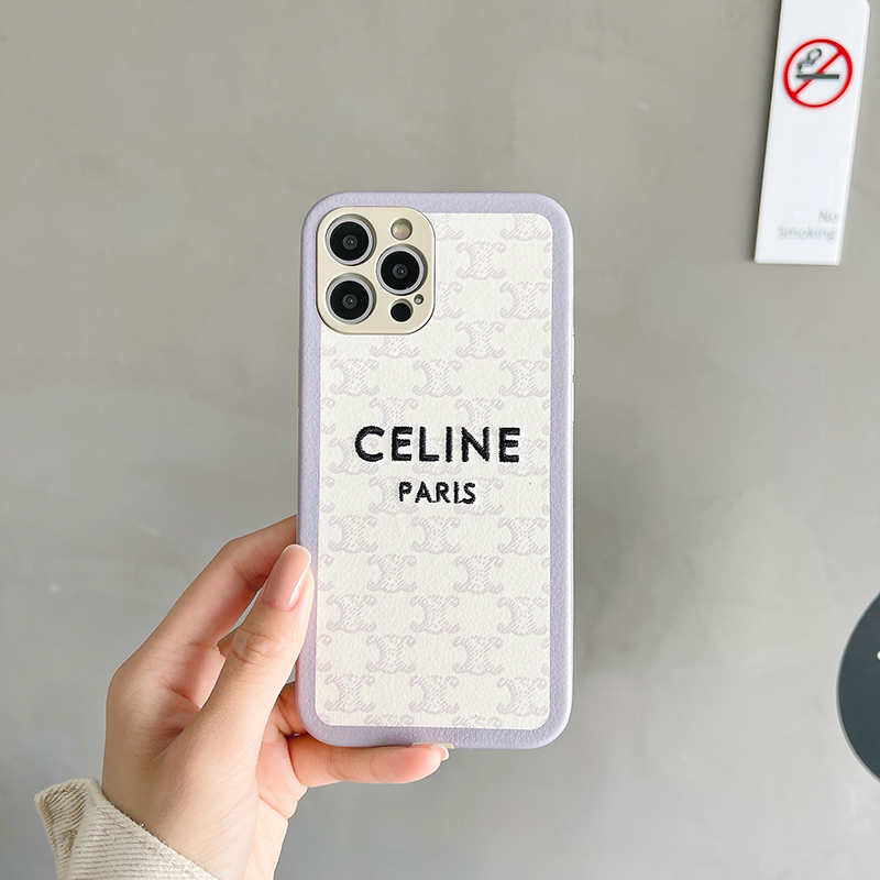 セリーヌ iPhone15/14 Pro Maxケース ロゴ刺繍 Celine iPhone15 Pro/14