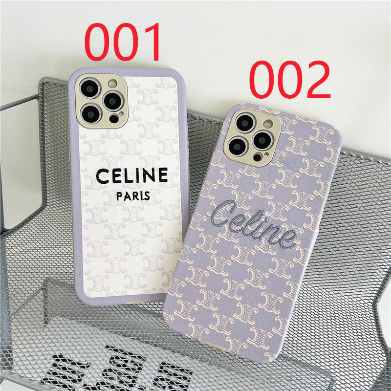 セリーヌ iPhone15/14 Pro Maxケース ロゴ刺繍 Celine iPhone15 Pro/14