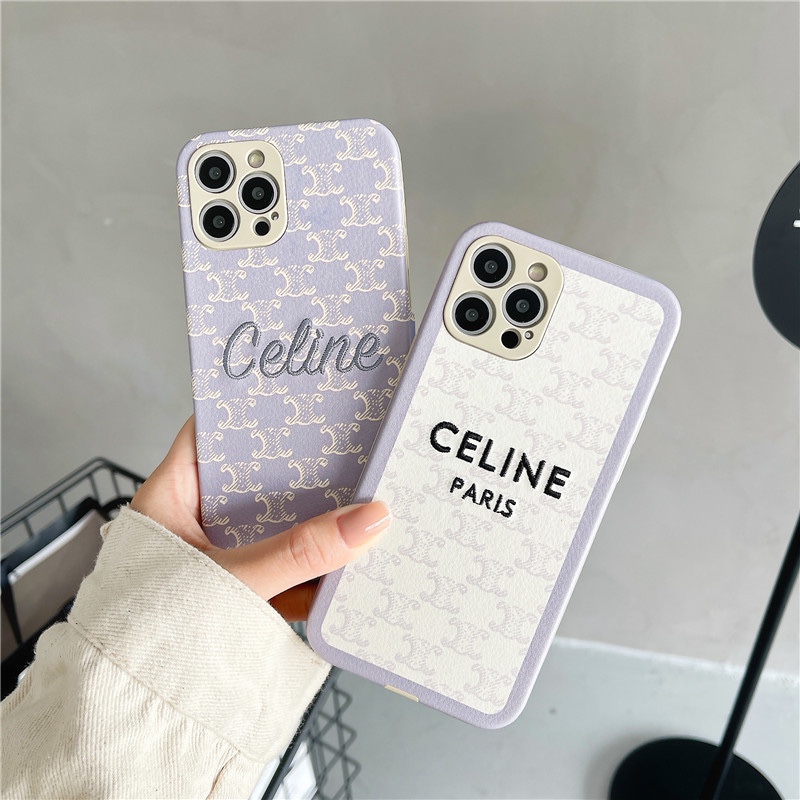 セリーヌ iPhone15/14 Pro Maxケース ロゴ刺繍 Celine iPhone15 Pro/14