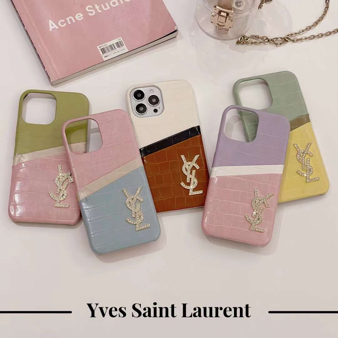 サンローラン iPhone15/14 ProMaxケース カラースプライス YSL