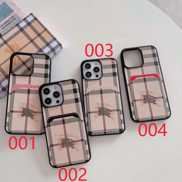 バーバリー iPhone15 Pro/14 Proケース カードポケット付き BURBERRY  