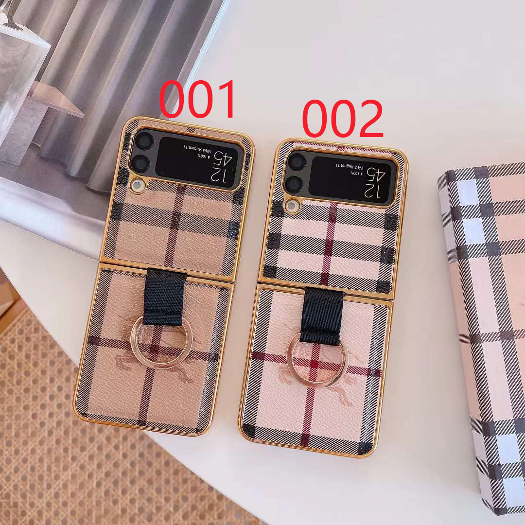 バーバリー Galaxy Z Flip4 Flip5ケース リング付き Burberry Galaxy Z