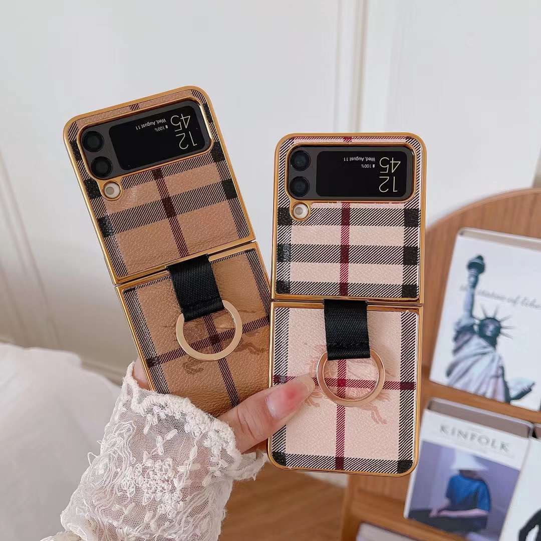 バーバリー Galaxy Z Flip4 Flip5ケース リング付き Burberry Galaxy Z 