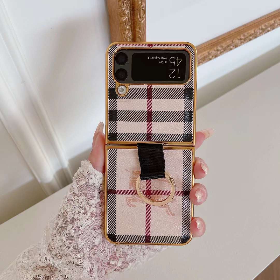 バーバリー Galaxy Z Flip4 Flip5ケース リング付き Burberry Galaxy Z