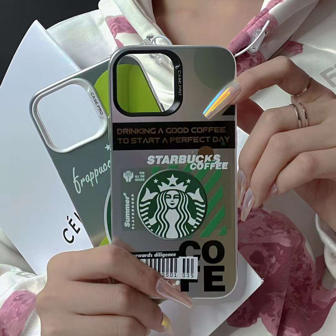 スターバックス iPhone15/14 ProMaxケース ロゴプリント STARBUCKS iPhone15Pro/14 Proケース 個性的  Starbucks iPhone