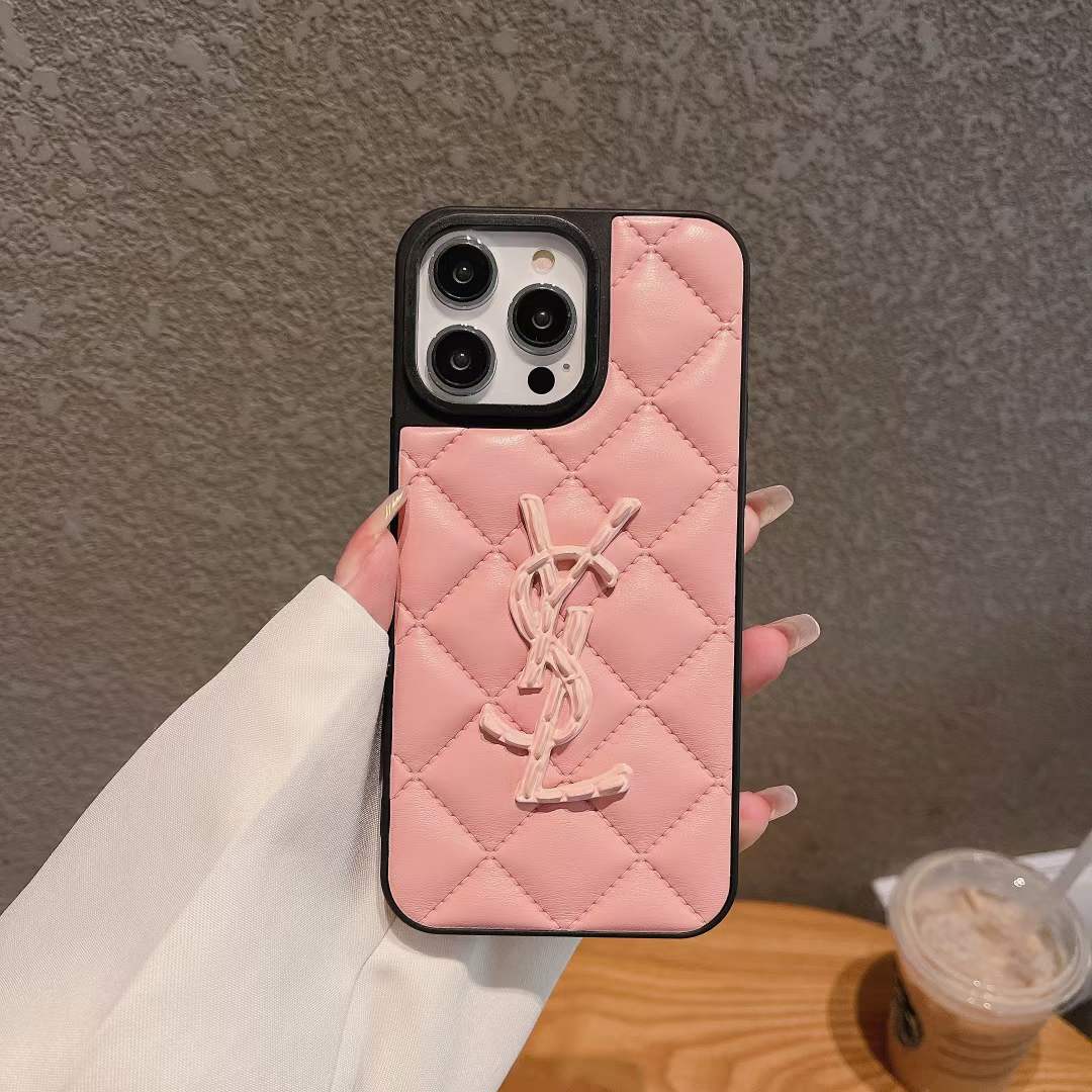 サンローラン iPhone15 Pro/14 Proケース ラインストーン付き YSL