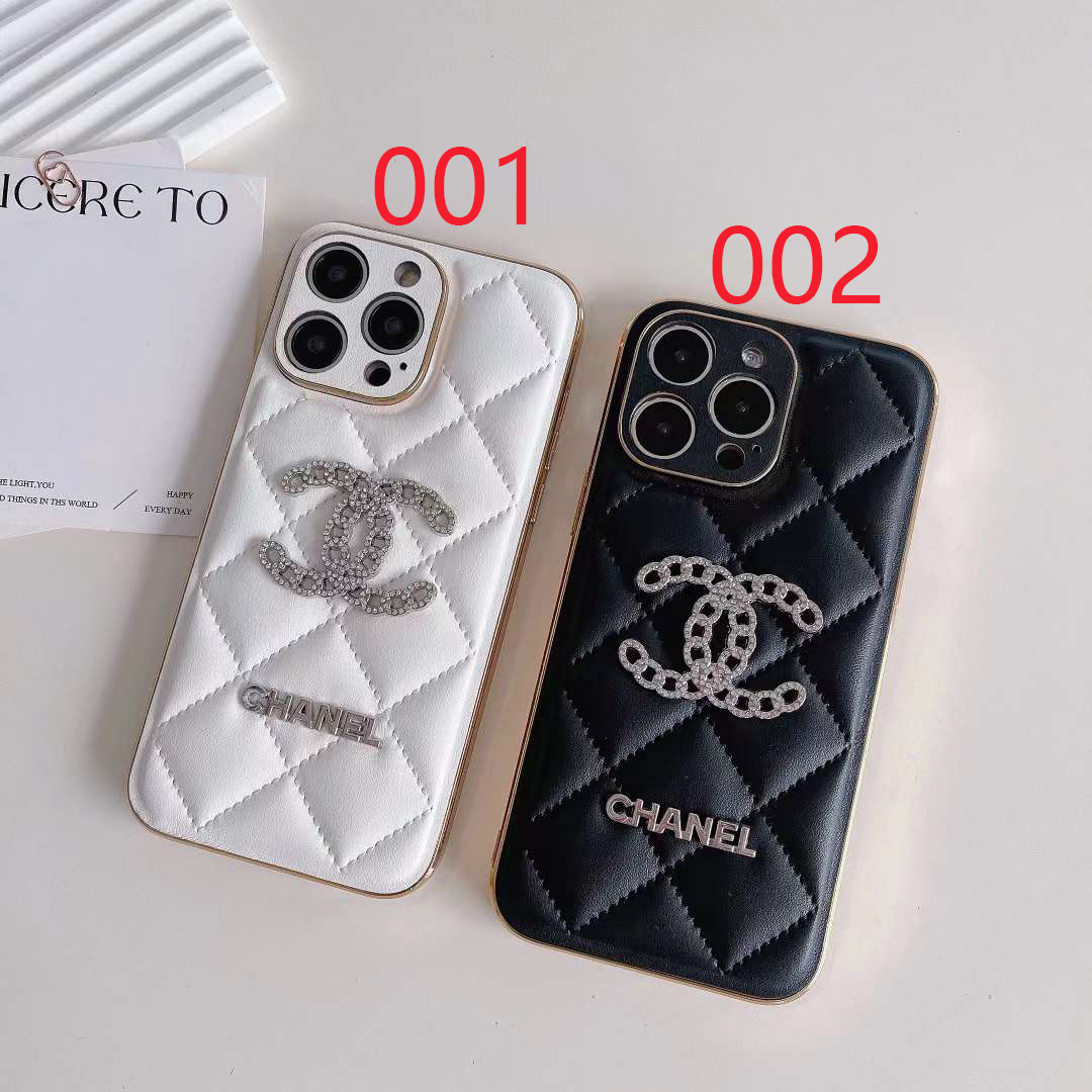 シャネル iPhone15 Pro/14 Proケース ラインストーン付き Chanel