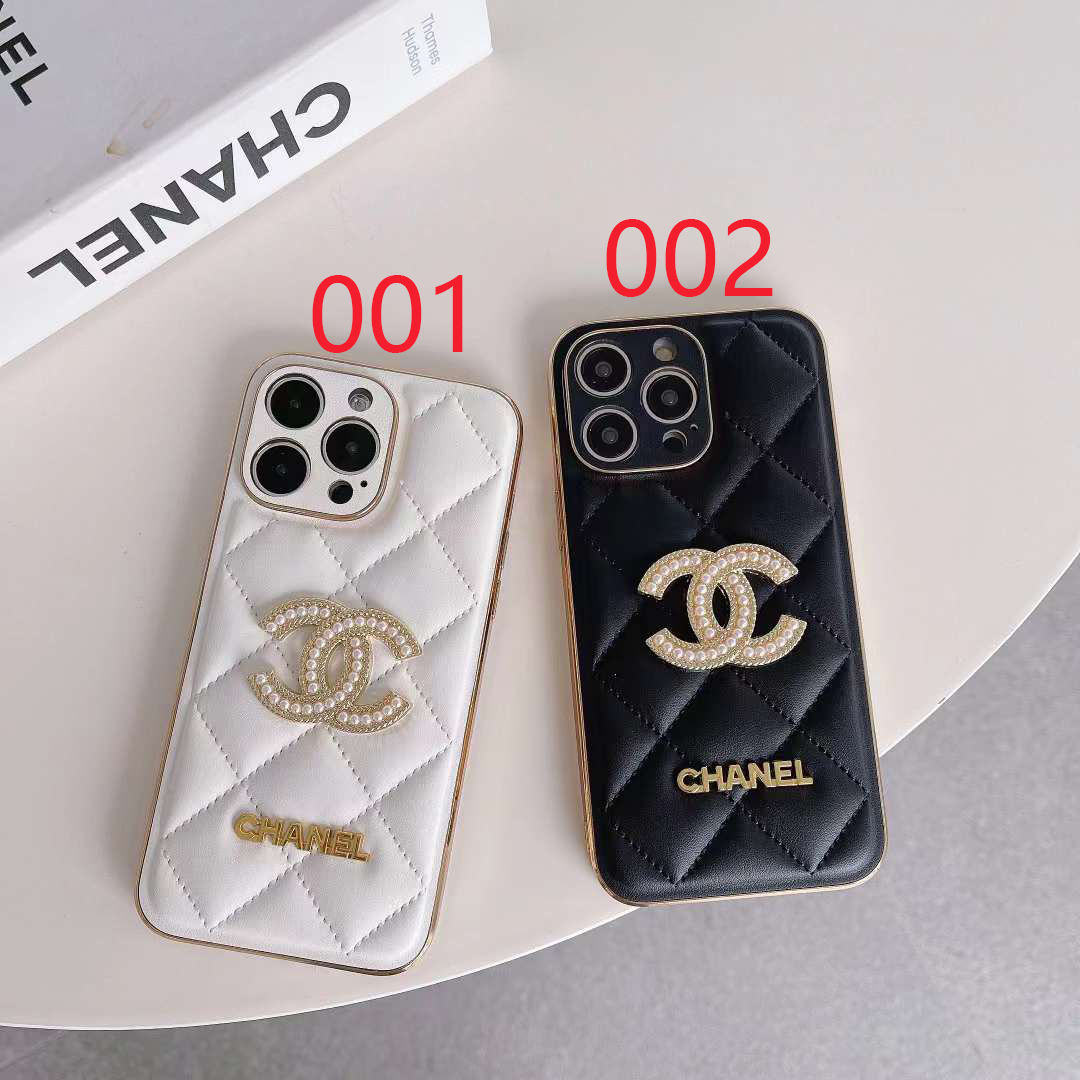 シャネル iPhone15 Pro/14 Proケース パール付き CHANEL iPhone15/14