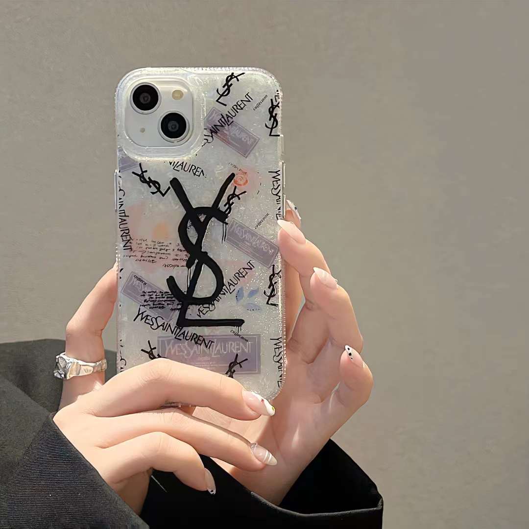 【サンローラン】YSLロゴ iPhoneＸ iphoneXS 手帳型ケース BKスマホアクセサリー