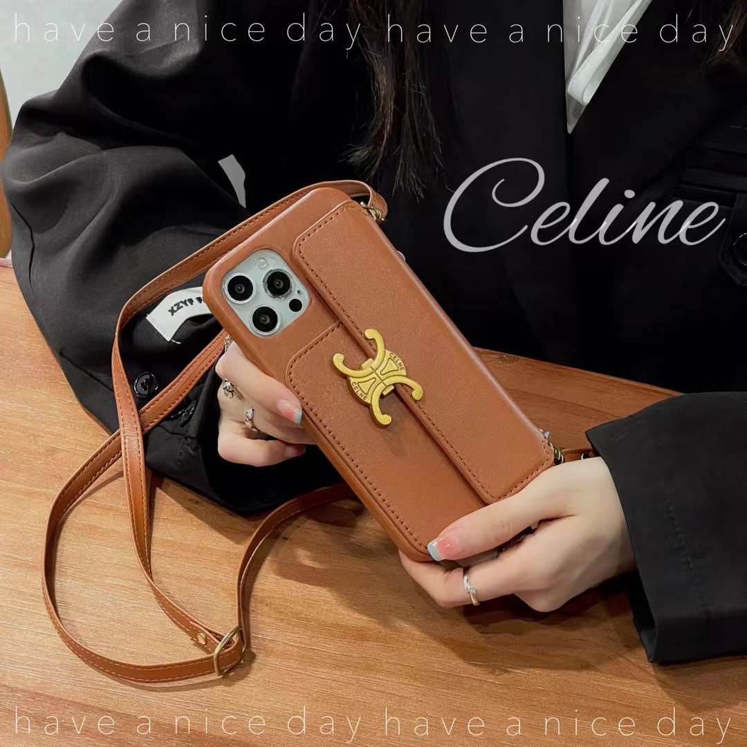 セリーヌ iPhone15 Pro/14 Proケース ショルダースマホケース CELINE ...