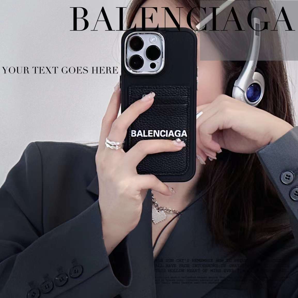 エバニュー BALENCIAGA バレンシアガ iPhoneケース 12Pro対応 ブラック