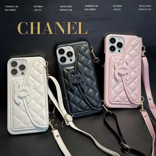 シャネル iPhone15 Pro/14 Proケース チェーンストラップ付き CHANEL 
