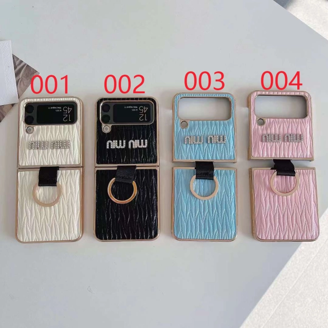 ミュウミュウ Galaxy Z Flip4 Flip5ケース リング付き MIUMIU Galaxy Z 