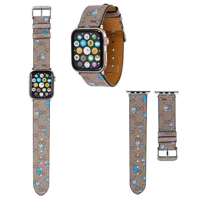 卡通多啦A梦适用苹果手表带Apple潮iwatch皮质腕带38/40/42/44mm