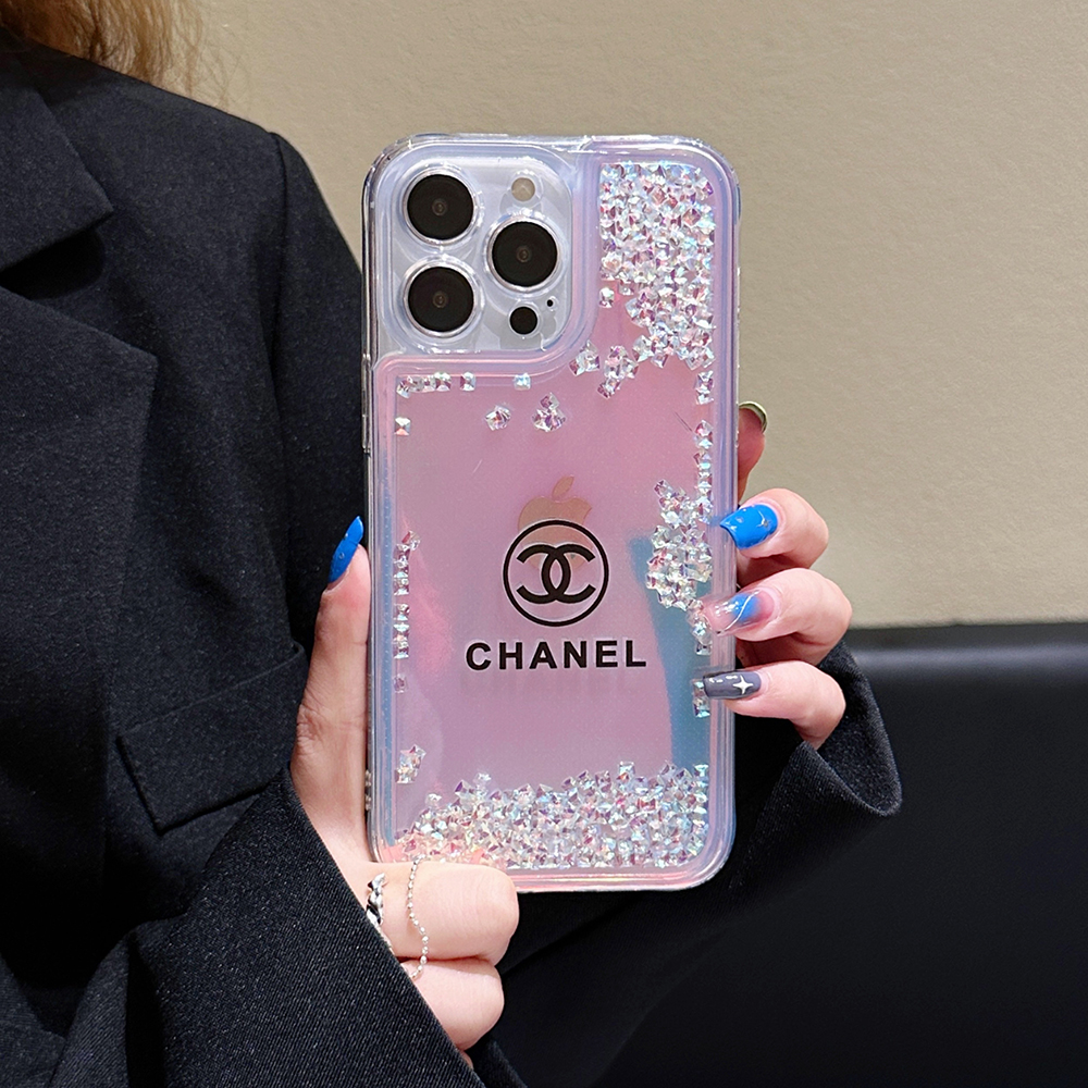 シャネル iPhone15 Pro Maxケース キラキラ流れ Chanel 芸能人愛用 