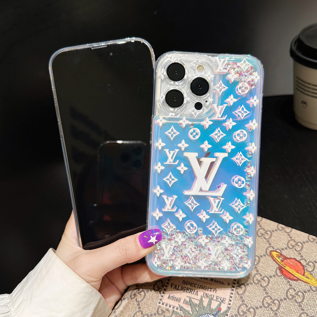 ルイヴィトン iPhone15Pro Maxケース キラキラ流れ