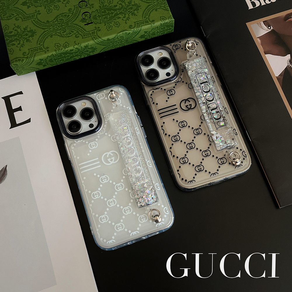 グッチ iPhone15 Pro Maxケース キラキラ流れ ベルト付き Gucci ...