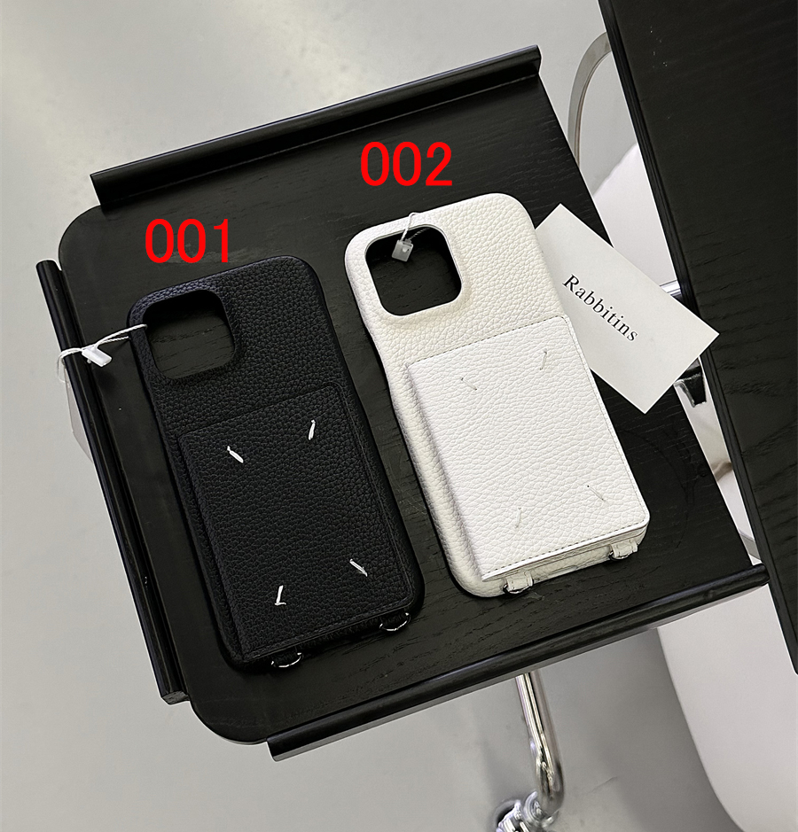 マルジェラ iPhone15 15Pro 15ProMaxケース ショルダーチェーン付き カード入れ 白 黒 通販